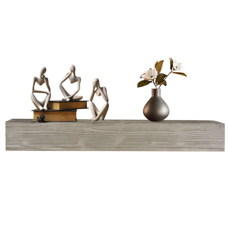 Rustic Floating Fireplace Mantel with Concealed Mounting