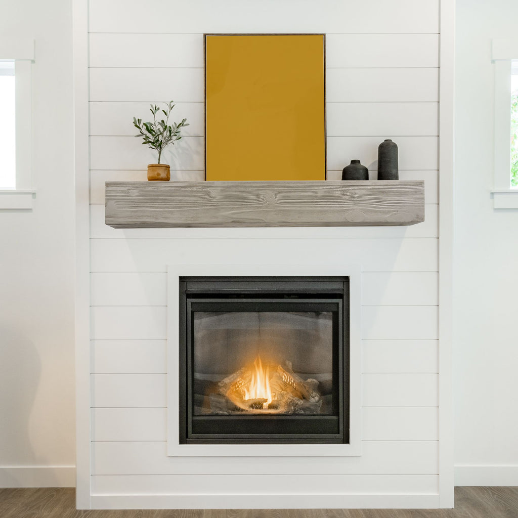 Rustic Floating Fireplace Mantel with Concealed Mounting