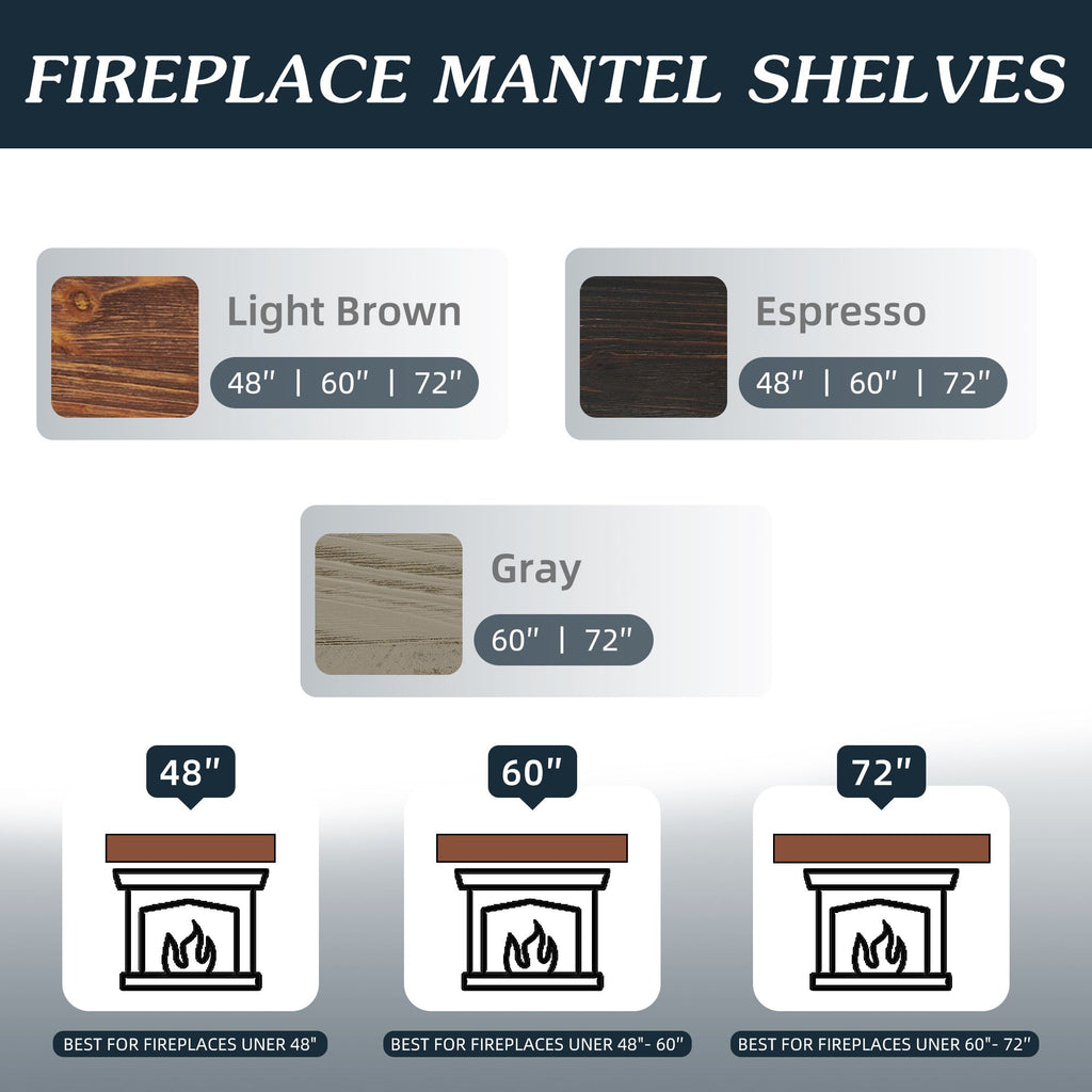 Rustic Floating Fireplace Mantel with Concealed Mounting
