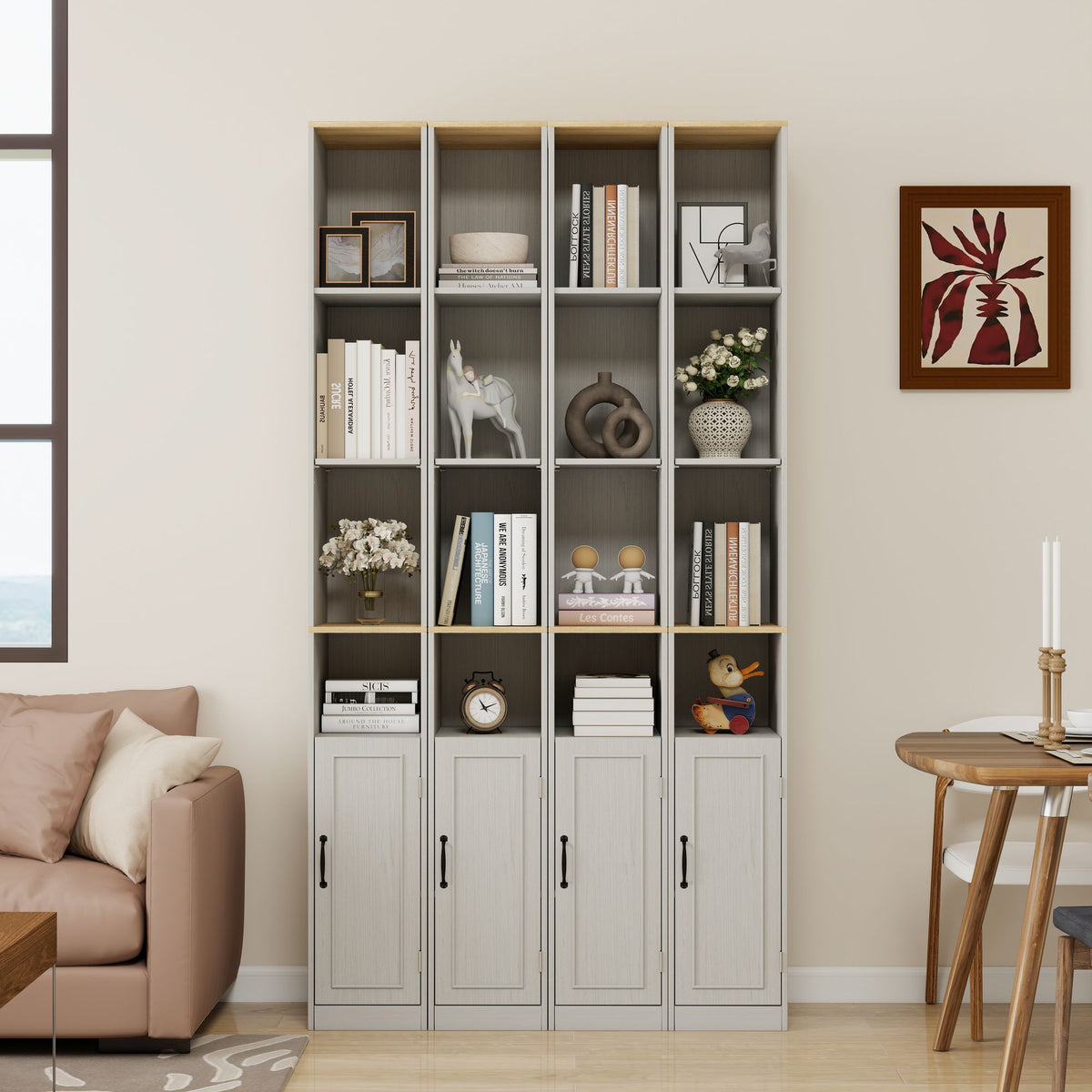 72- Tall Slim Storage Cabinet with Adjustable Shelves for Small Spaces