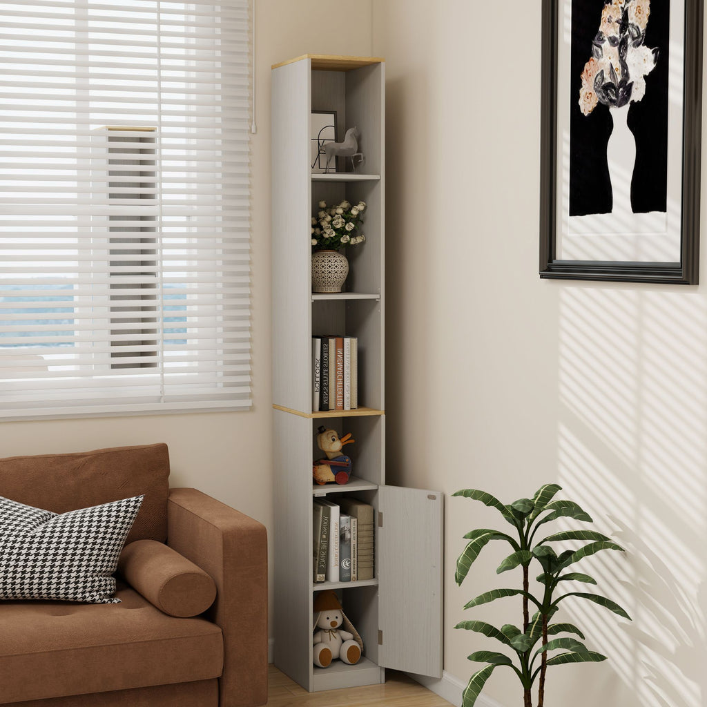 72- Tall Slim Storage Cabinet with Adjustable Shelves for Small Spaces