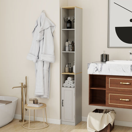 72- Tall Slim Storage Cabinet with Adjustable Shelves for Small Spaces