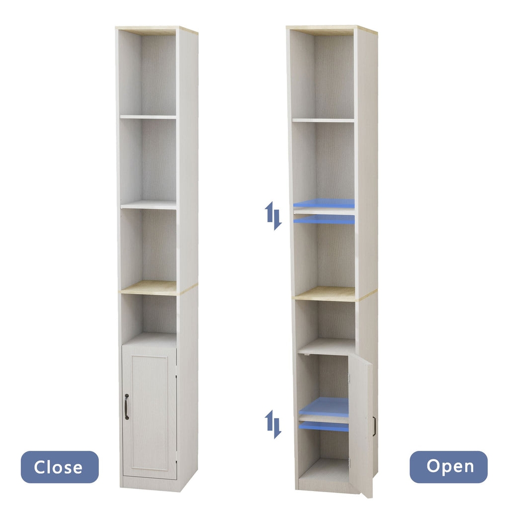 72- Tall Slim Storage Cabinet with Adjustable Shelves for Small Spaces