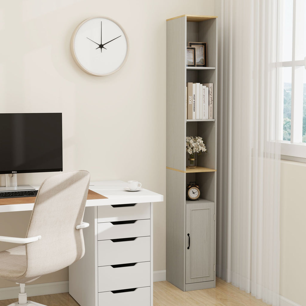 72- Tall Slim Storage Cabinet with Adjustable Shelves for Small Spaces