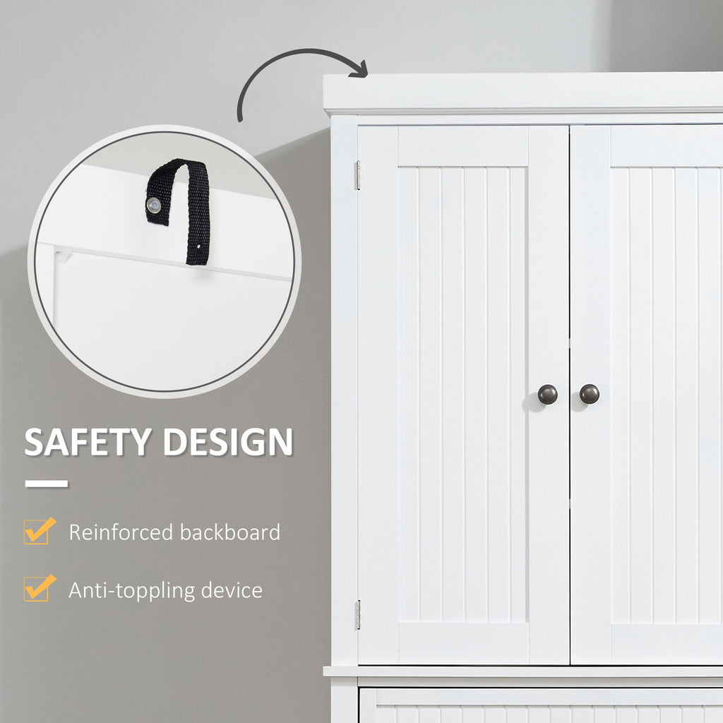 Traditional White Pantry Cabinet with Drawer and Adjustable Shelves