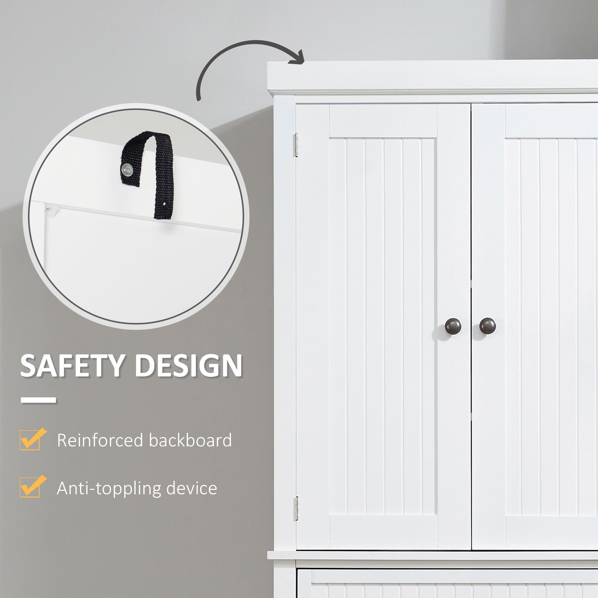 Traditional White Pantry Cabinet with Drawer and Adjustable Shelves