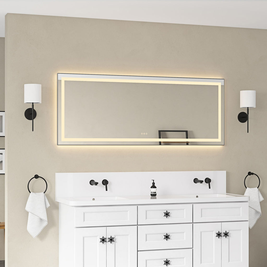 Front- and Backlit LED Vanity Mirror with Anti-Fog Control