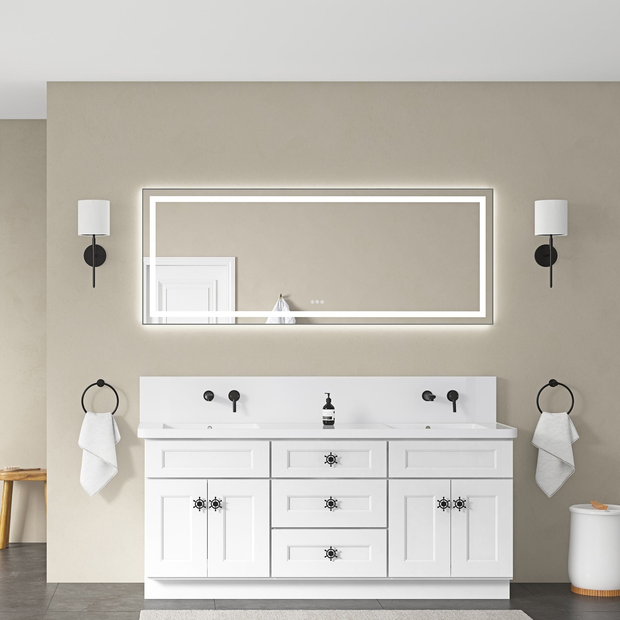 Front- and Backlit LED Vanity Mirror with Anti-Fog Control