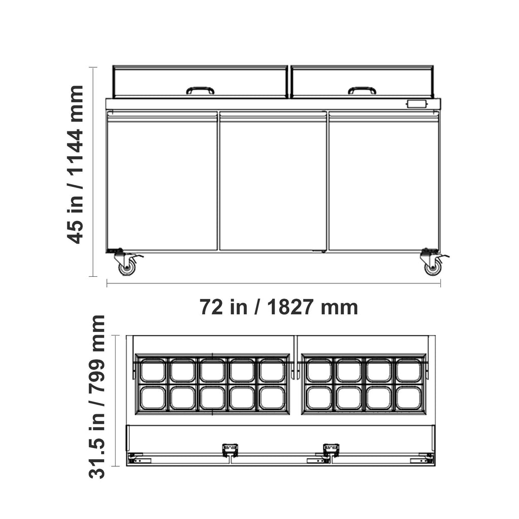 Commercial Sandwich Prep Refrigerator with Digital Temp Control and Auto-Close Door