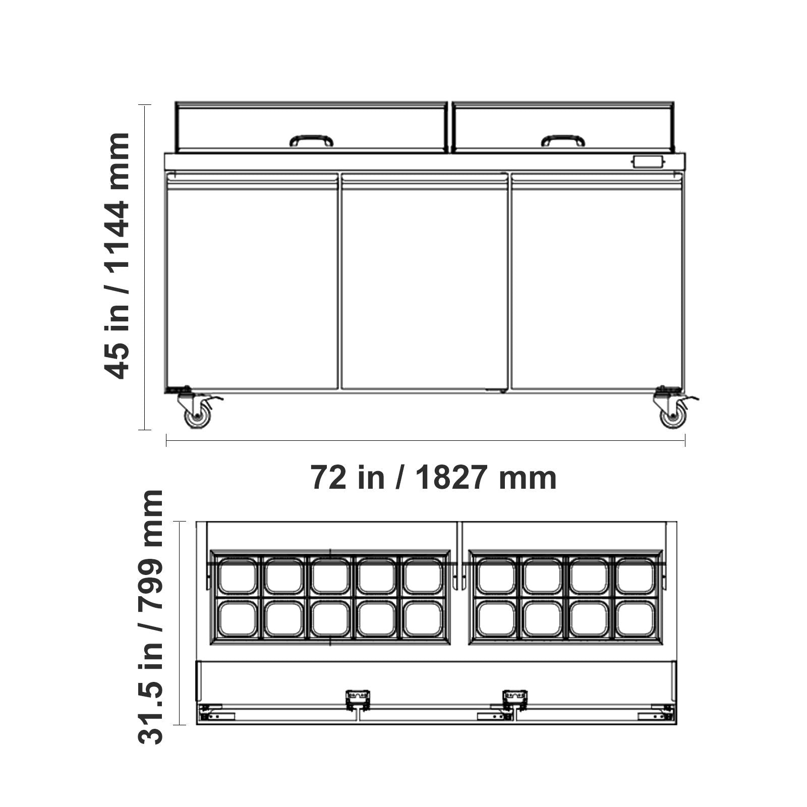 Commercial Sandwich Prep Refrigerator with Digital Temp Control and Auto-Close Door