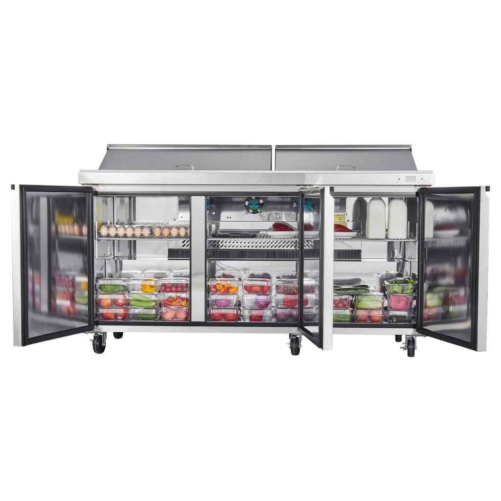 Commercial Sandwich Prep Refrigerator with Digital Temp Control and Auto-Close Door