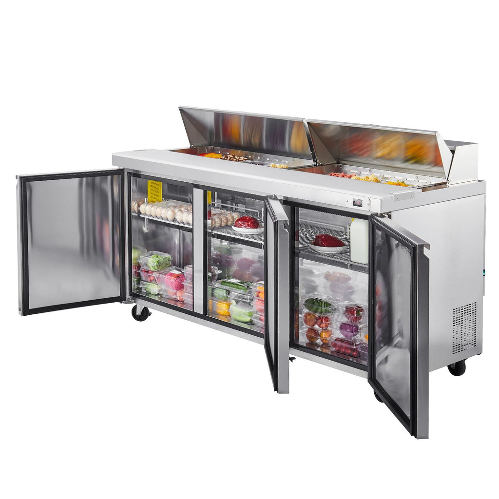 Commercial Sandwich Prep Refrigerator with Digital Temp Control and Auto-Close Door