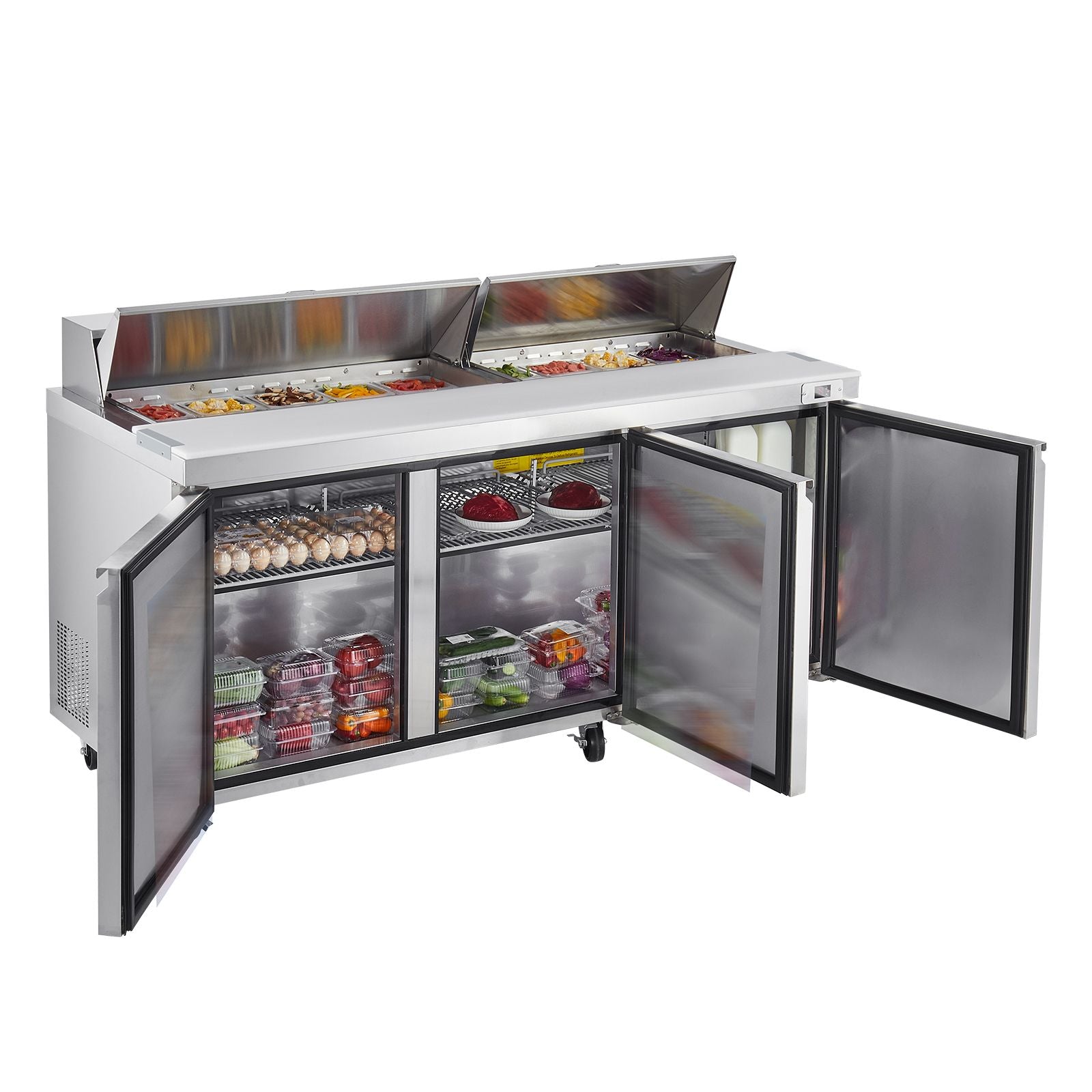 Commercial Sandwich Prep Refrigerator with Digital Temp Control and Auto-Close Door