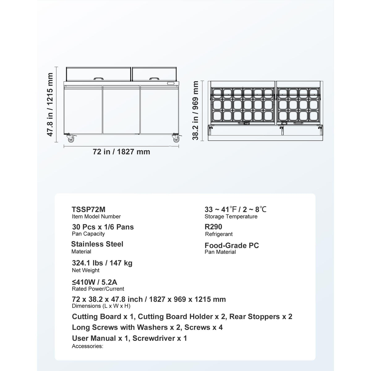Commercial Sandwich Prep Refrigerator with Auto-Closing Door