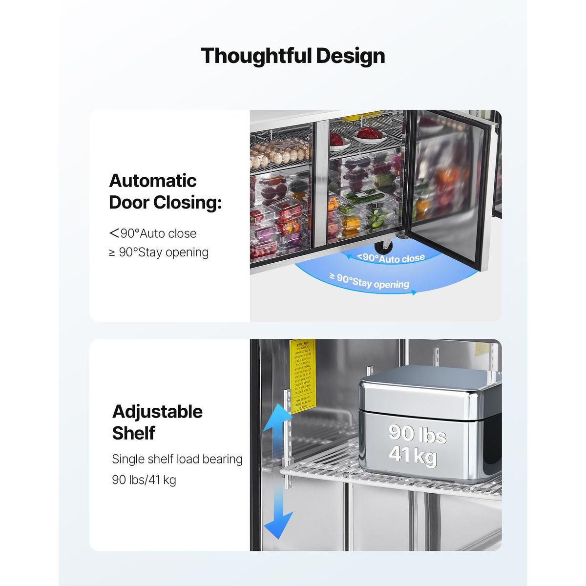 Commercial Sandwich Prep Refrigerator with Auto-Closing Door