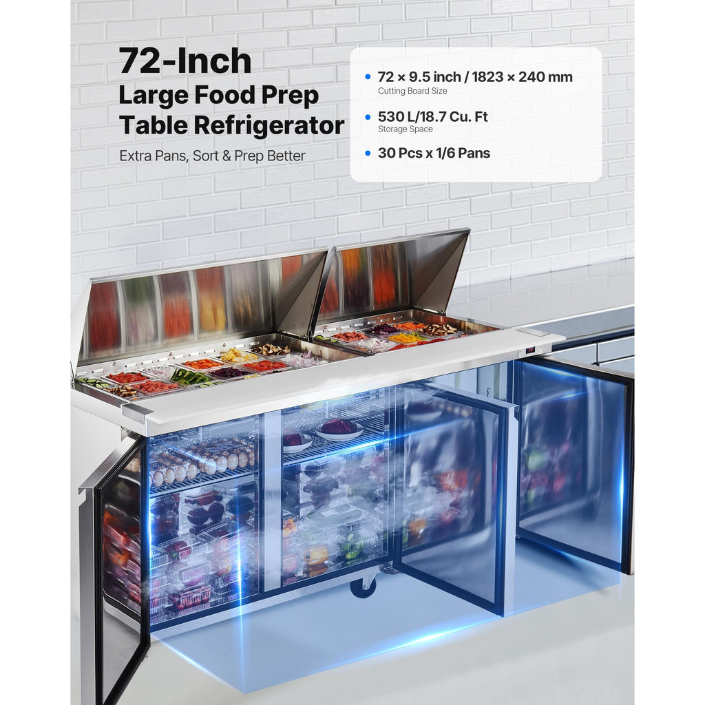Commercial Sandwich Prep Refrigerator with Auto-Closing Door