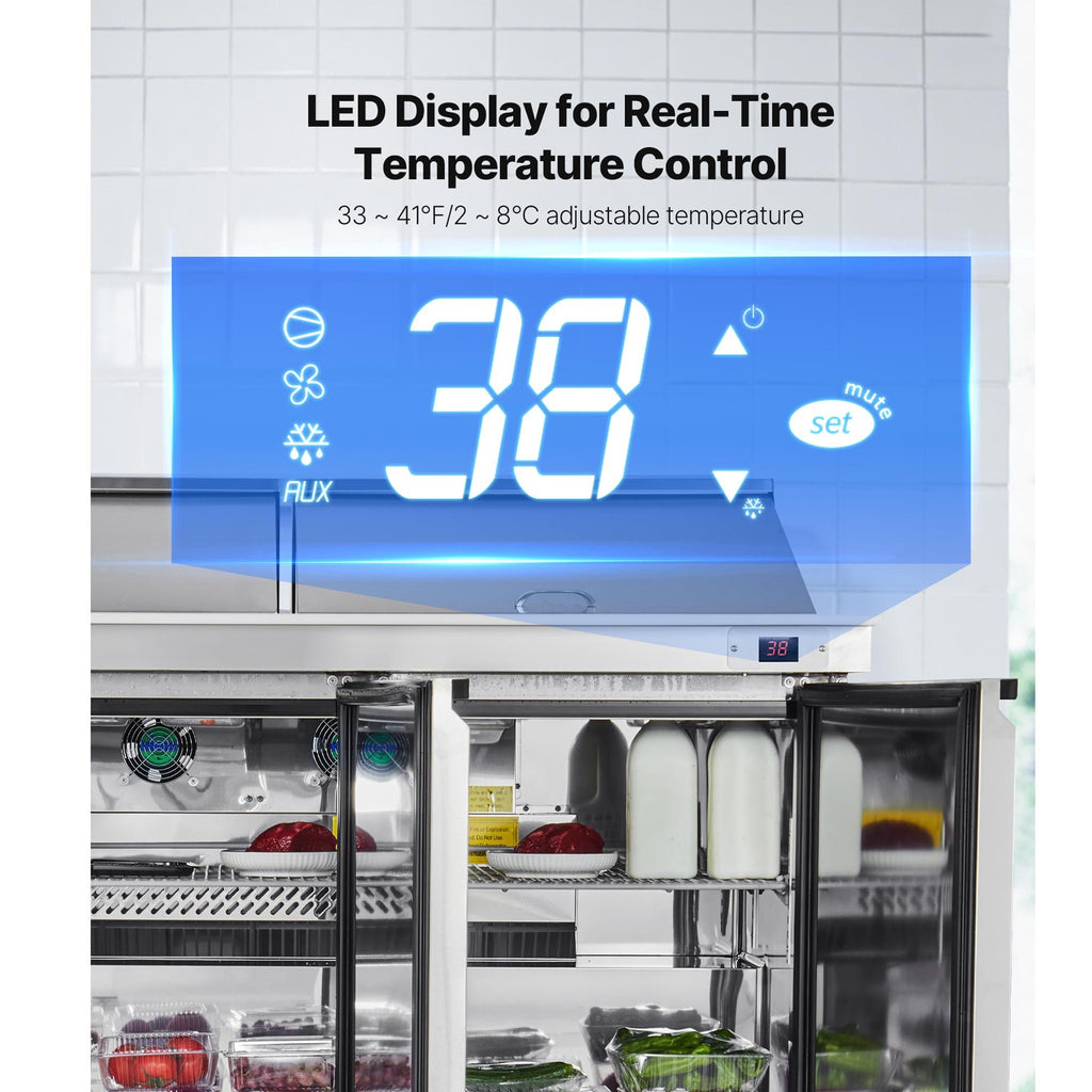Commercial Sandwich Prep Refrigerator with Auto-Closing Door