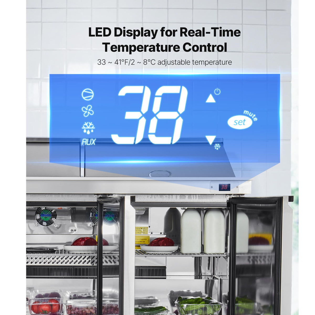 Commercial Sandwich Prep Refrigerator with Auto-Closing Door