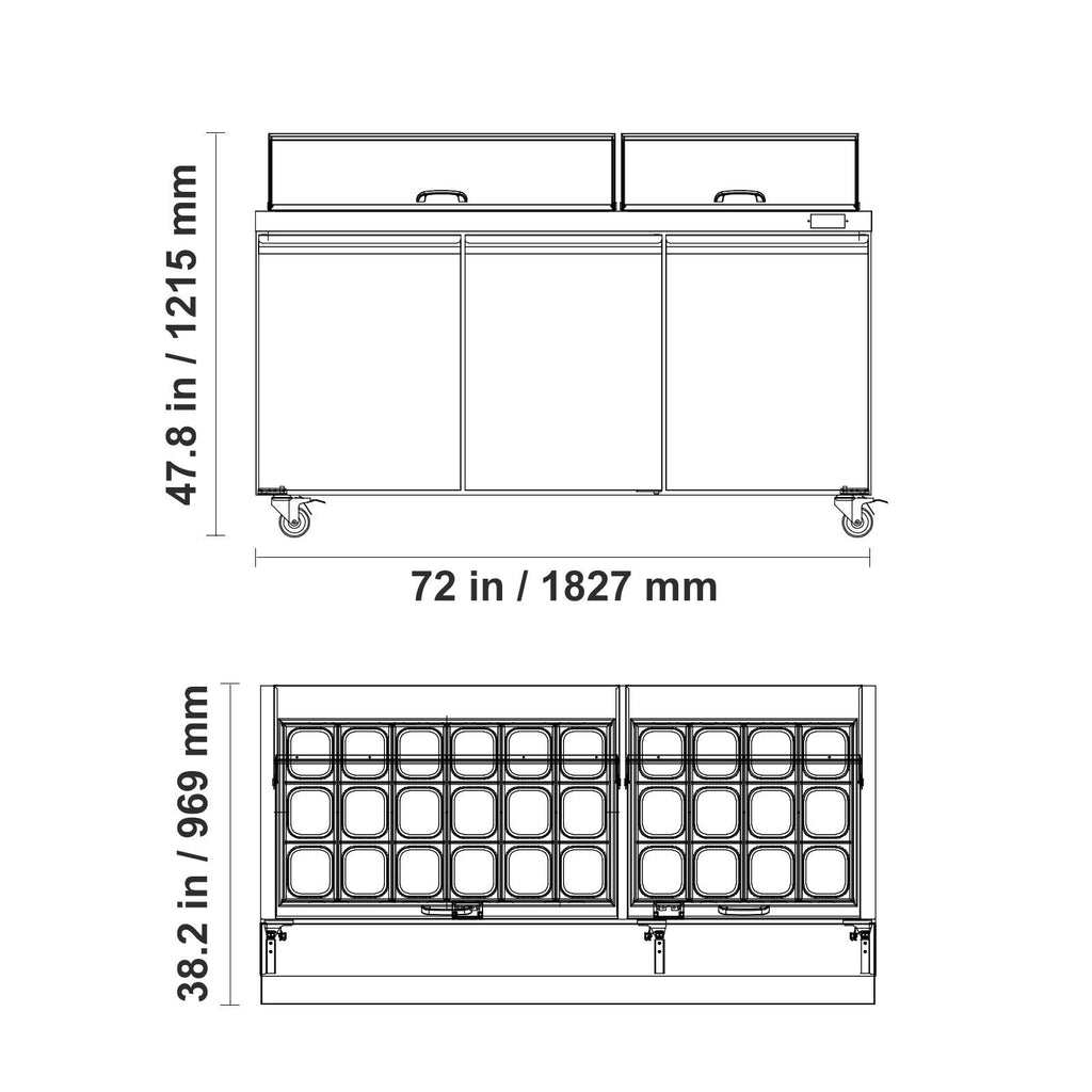 Commercial Sandwich Prep Refrigerator with Auto-Closing Door