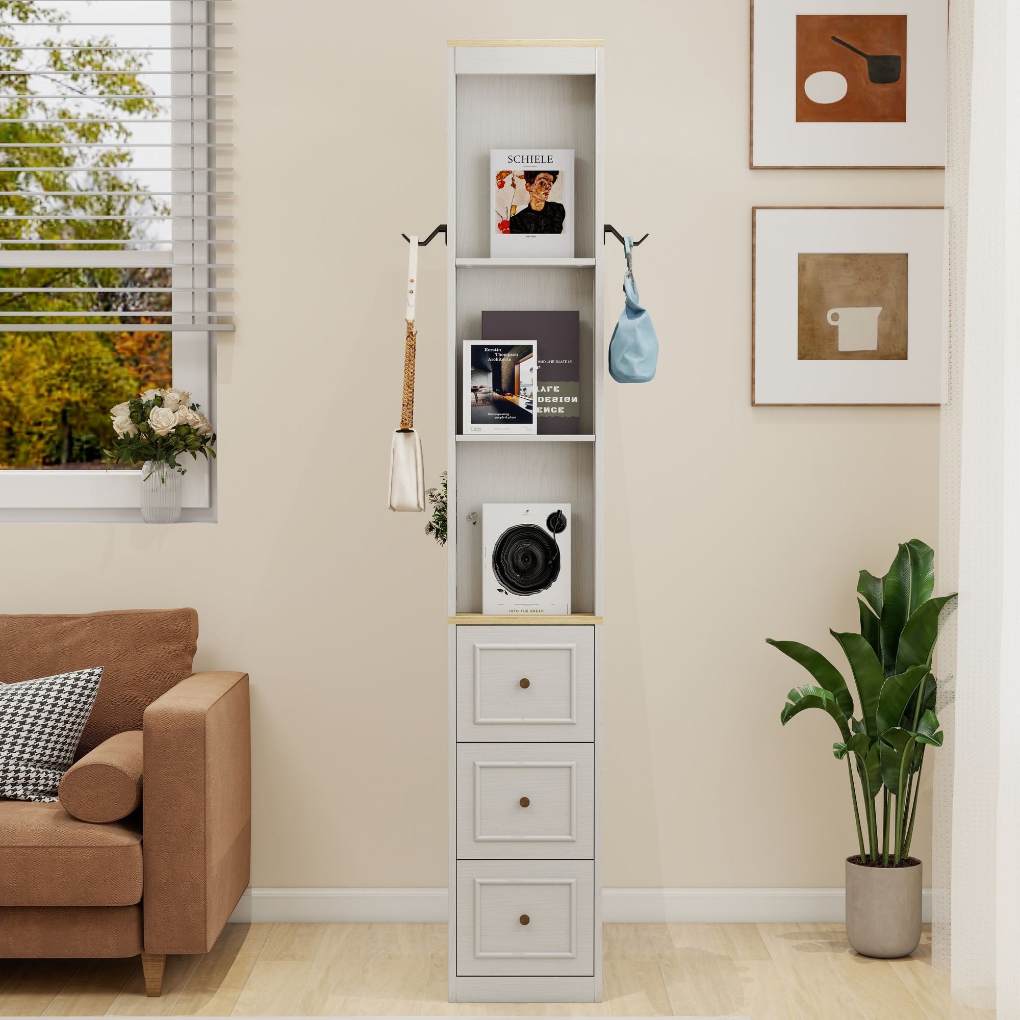 Tall Slim Media and Display Storage Cabinet