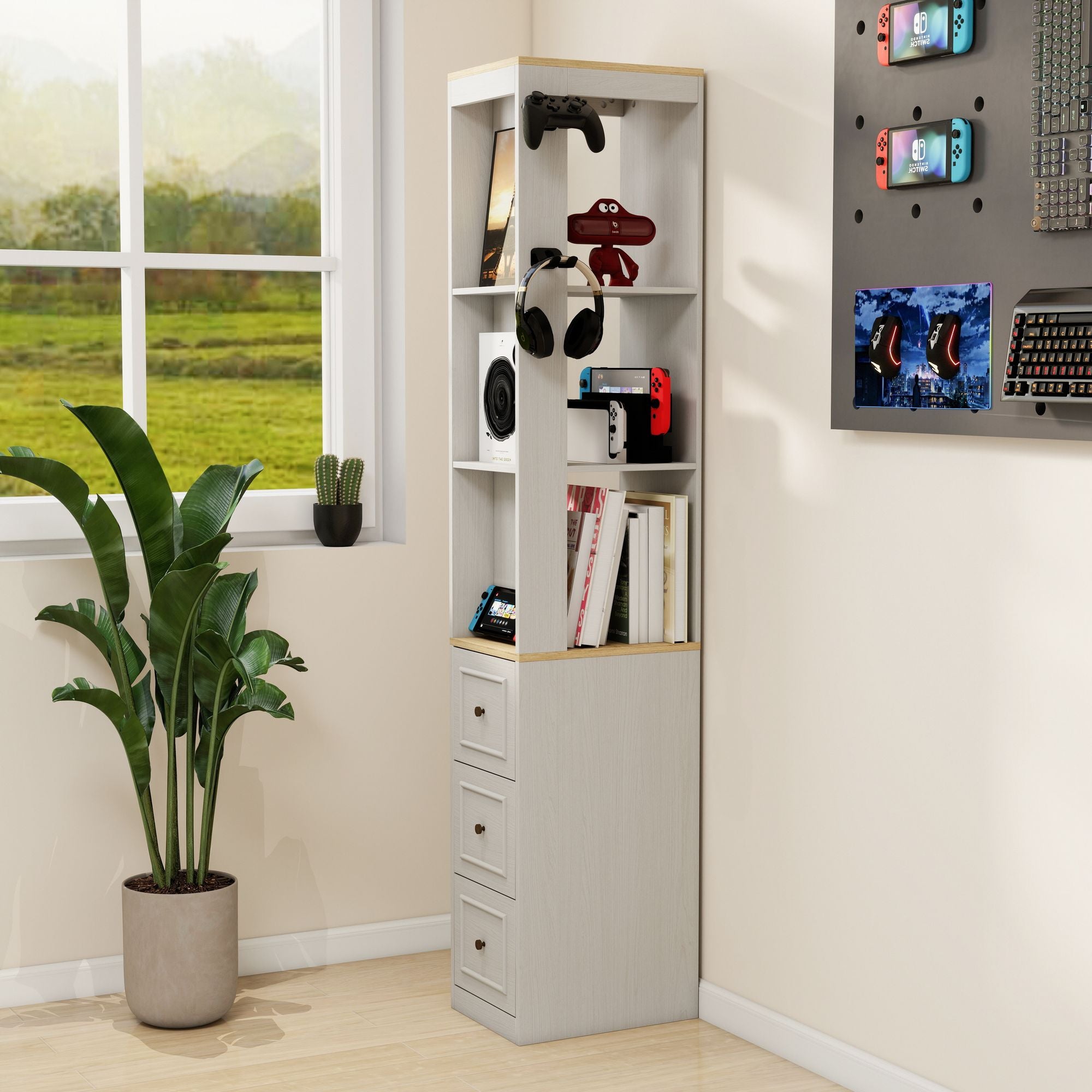 Tall Slim Media and Display Storage Cabinet