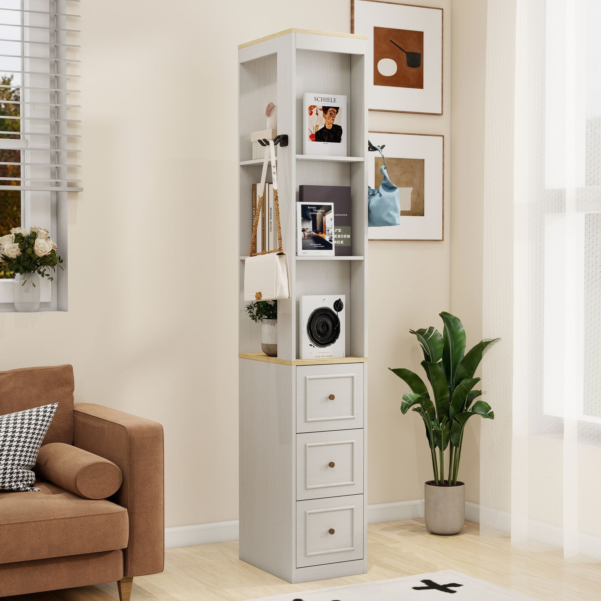 Tall Slim Media and Display Storage Cabinet