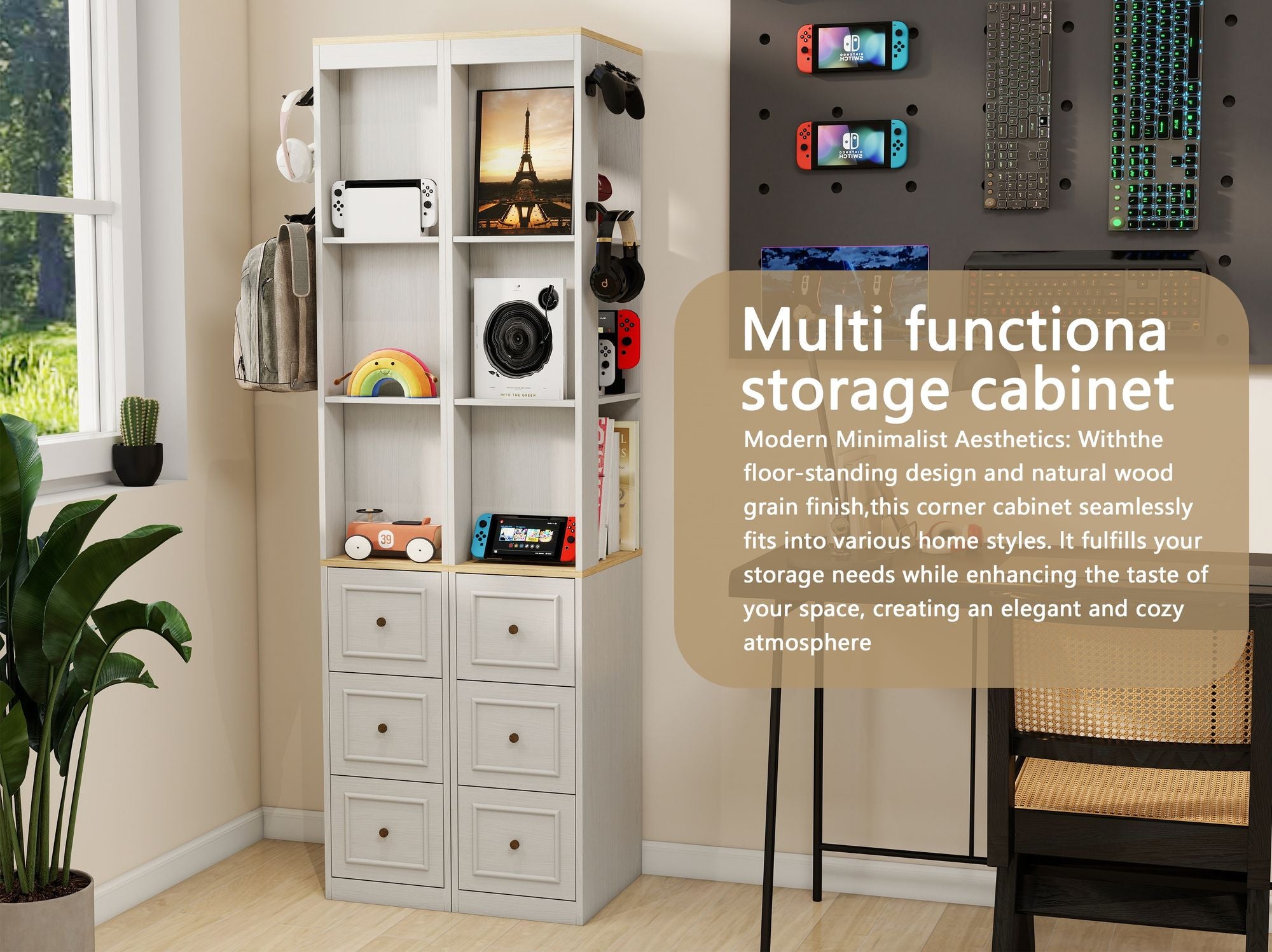 Tall Slim Media and Display Storage Cabinet