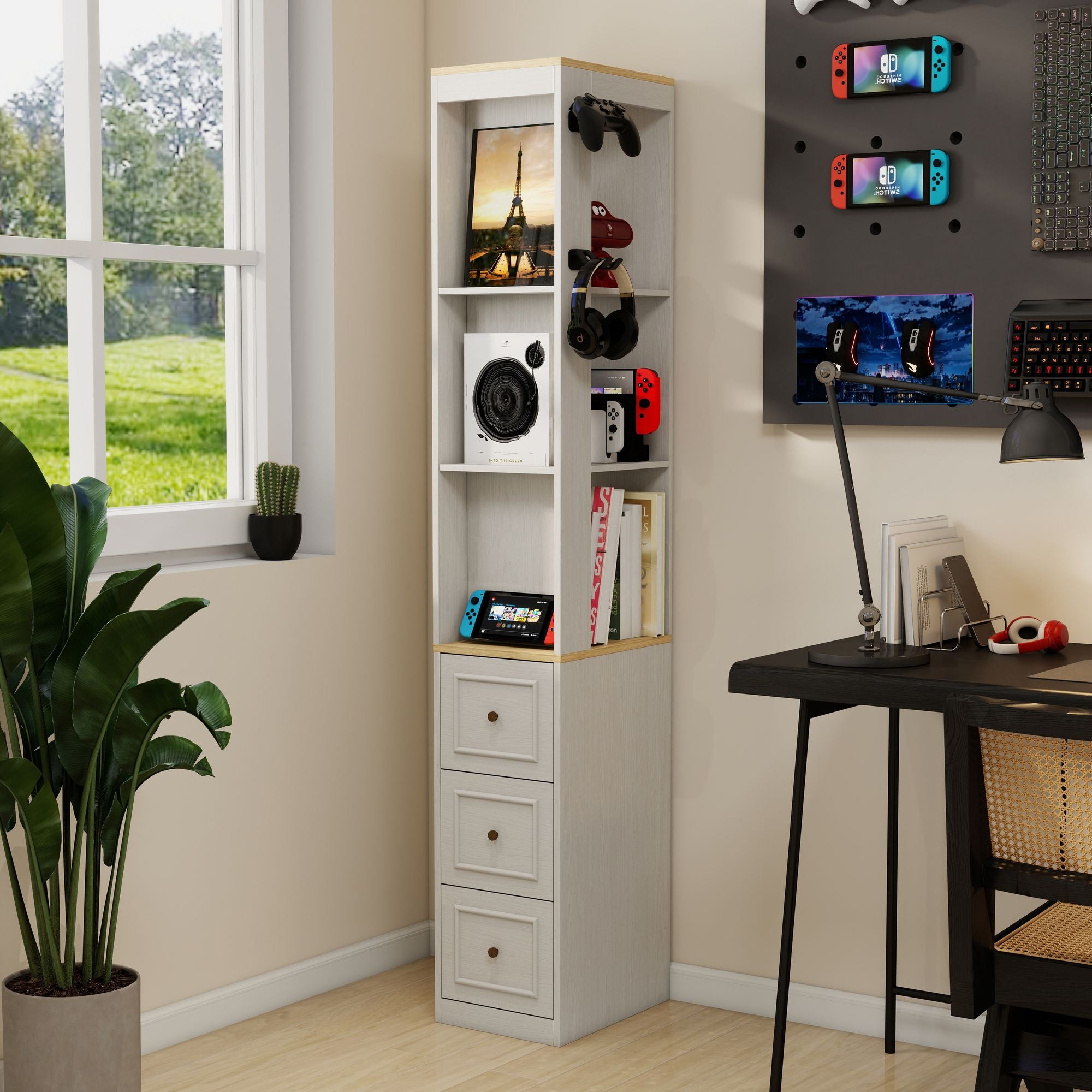 Tall Slim Media and Display Storage Cabinet