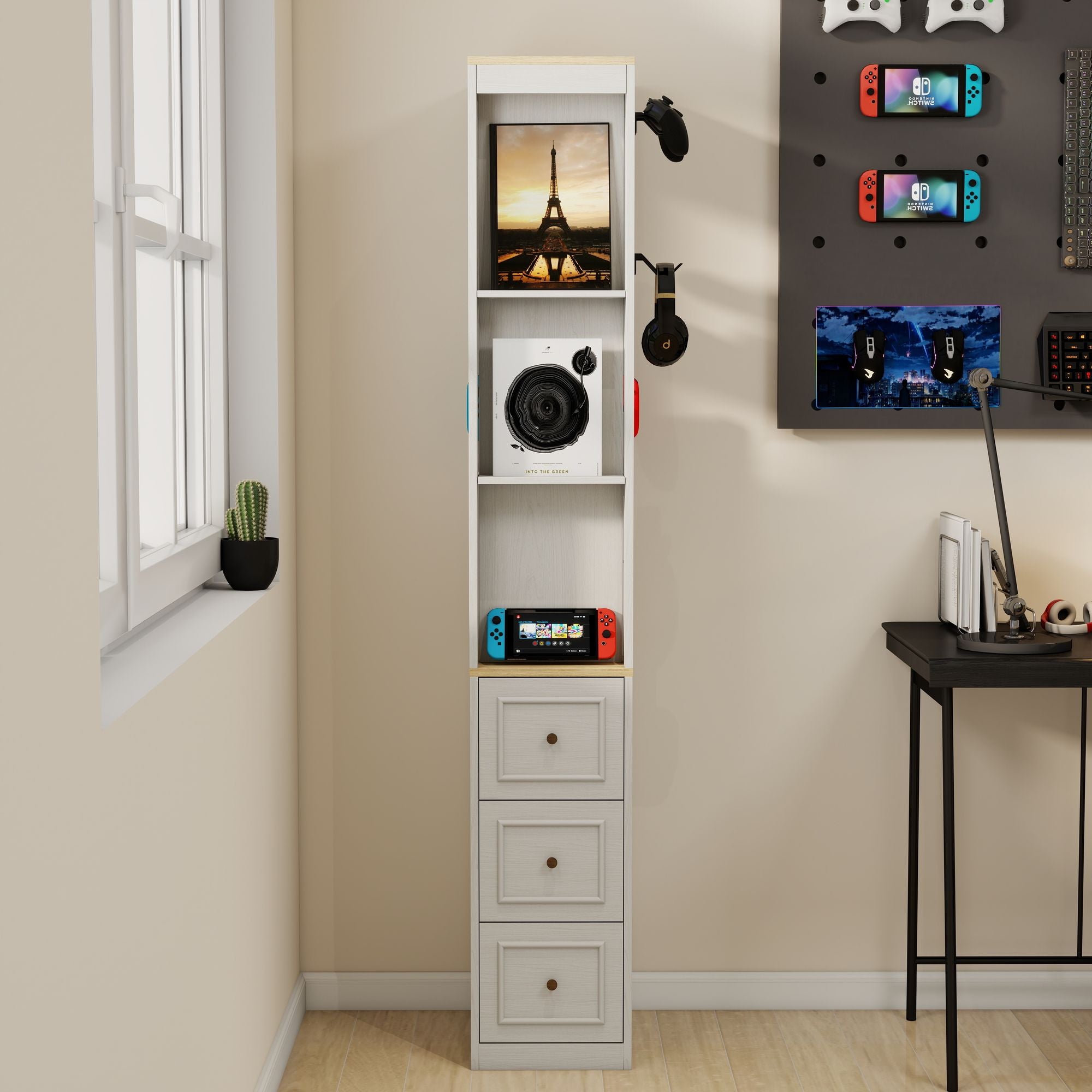 Tall Slim Media and Display Storage Cabinet