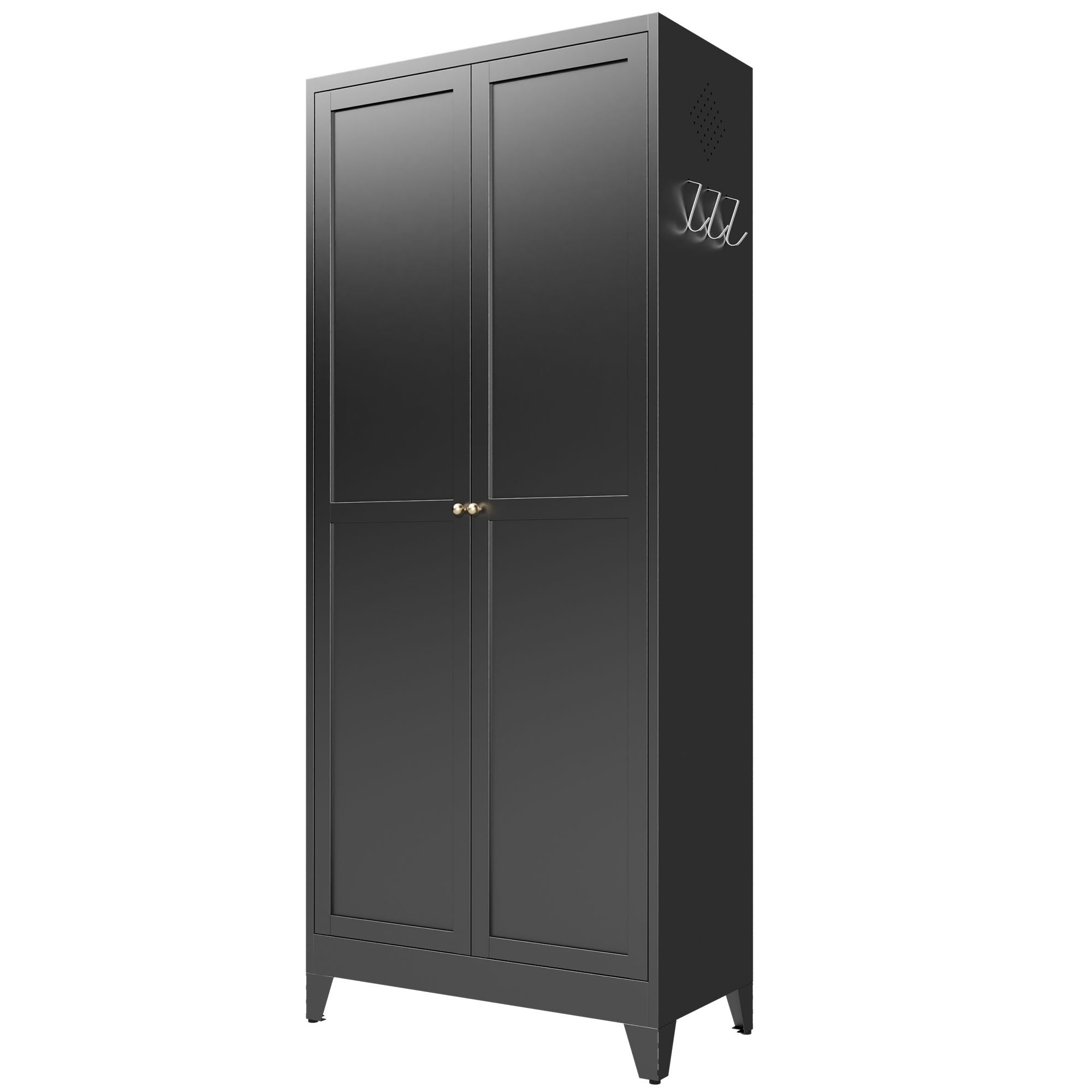 Black Freestanding Pantry Cabinet with Adjustable Shelves