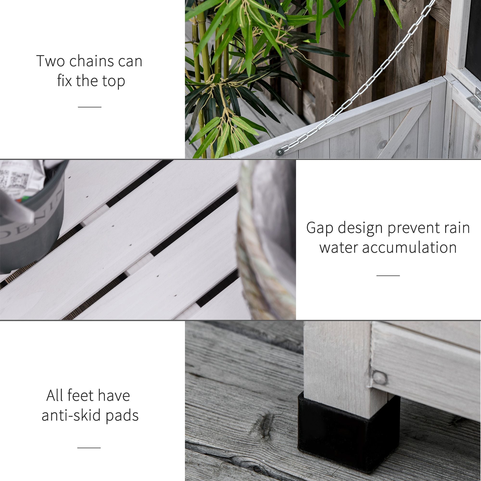 75 Gallon Weather-Resistant Wooden Deck Storage Box with Aerating Gaps