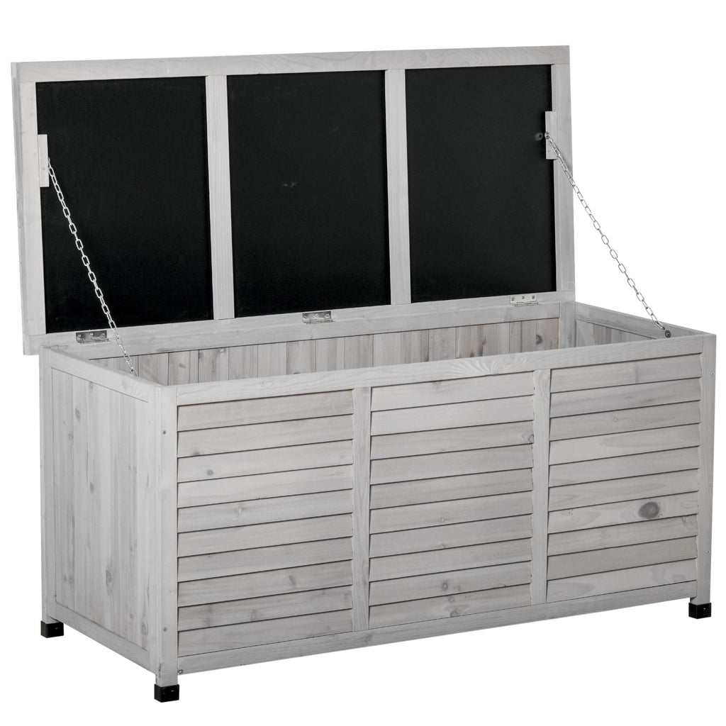 75 Gallon Weather-Resistant Wooden Deck Storage Box with Aerating Gaps