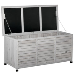 75 Gallon Weather-Resistant Wooden Deck Storage Box with Aerating Gaps