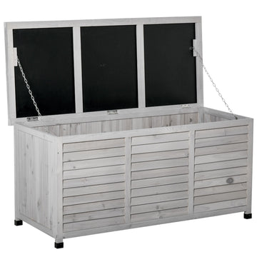 75 Gallon Weather-Resistant Wooden Deck Storage Box with Aerating Gaps