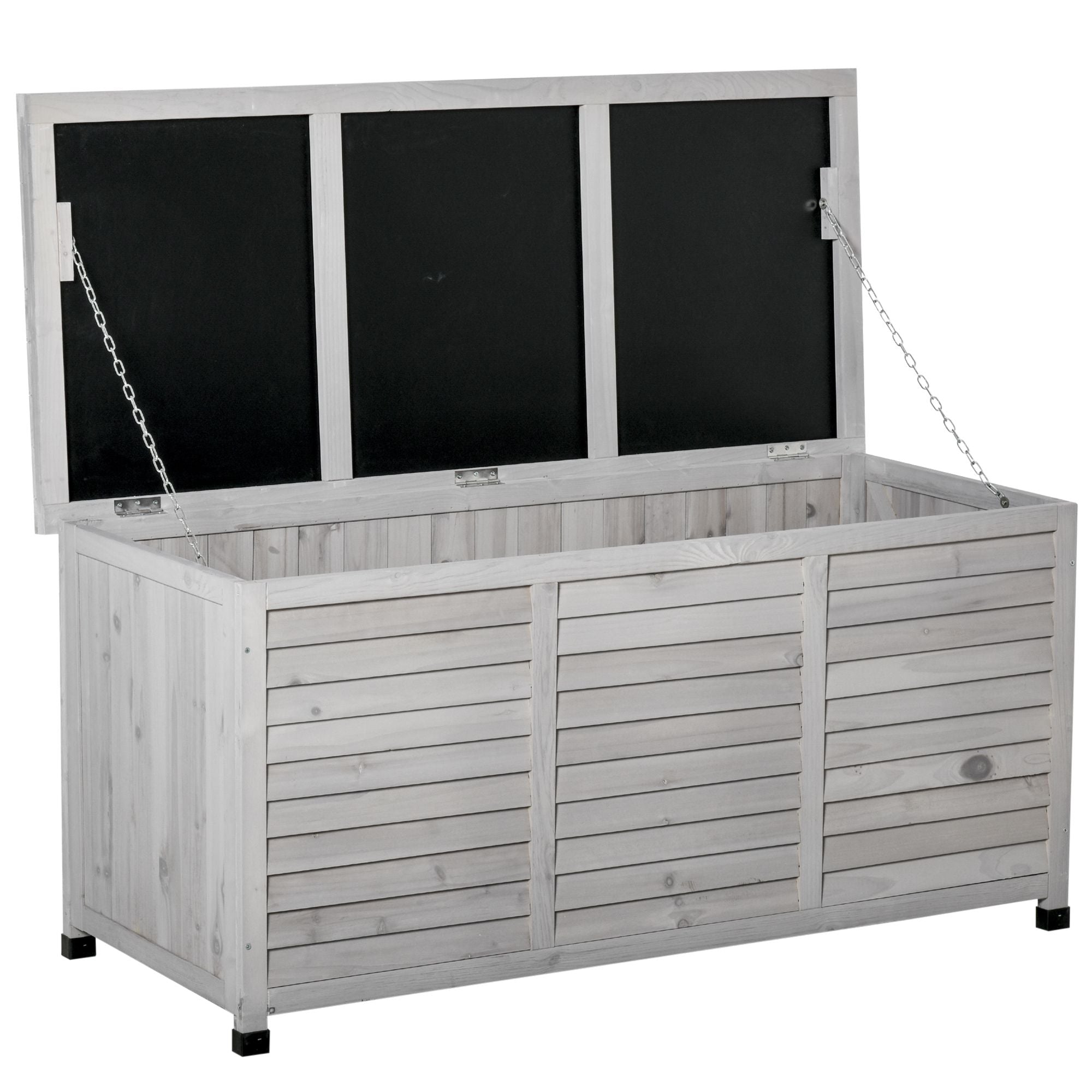 75 Gallon Weather-Resistant Wooden Deck Storage Box with Aerating Gaps