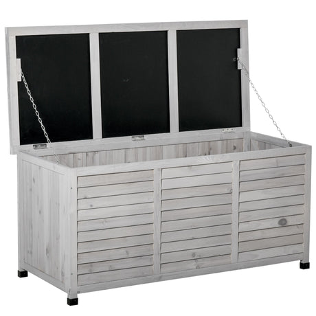 75 Gallon Weather-Resistant Wooden Deck Storage Box with Aerating Gaps