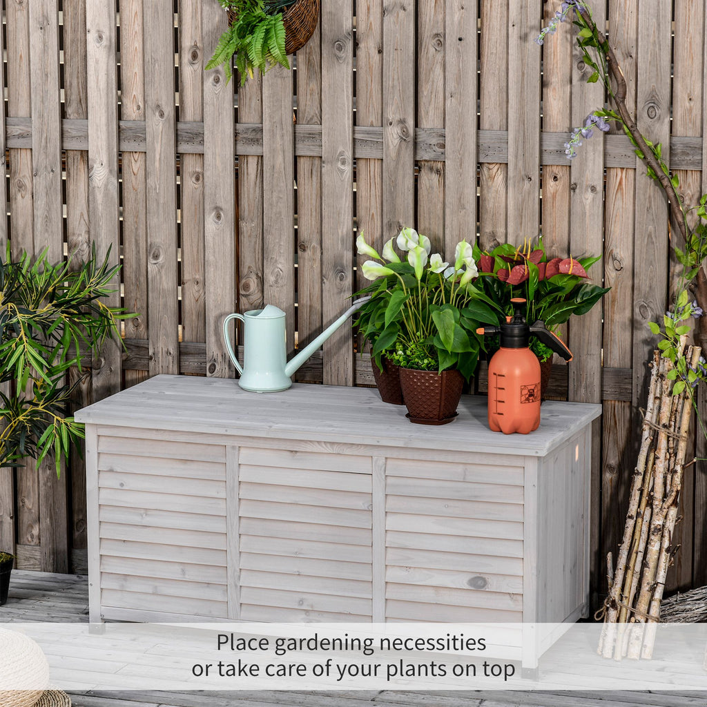 75 Gallon Weather-Resistant Wooden Deck Storage Box with Aerating Gaps