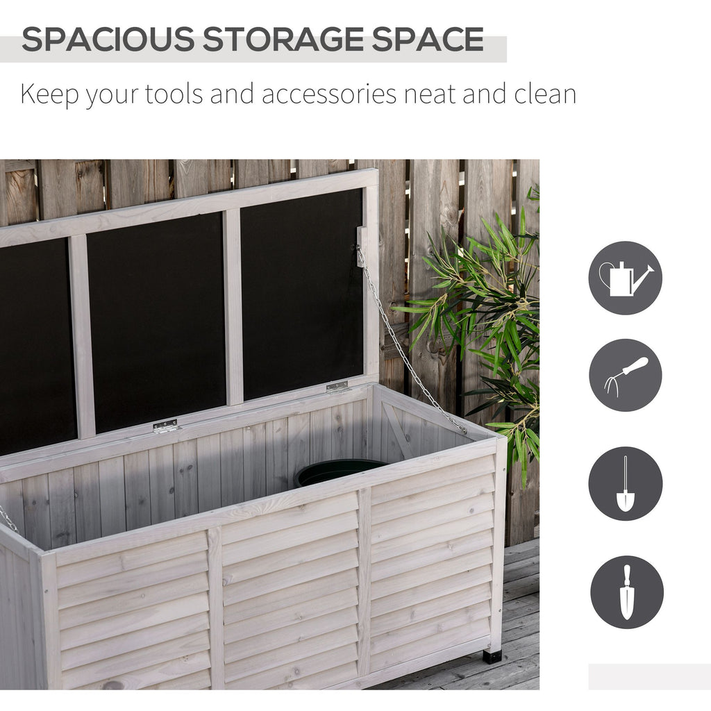 75 Gallon Weather-Resistant Wooden Deck Storage Box with Aerating Gaps