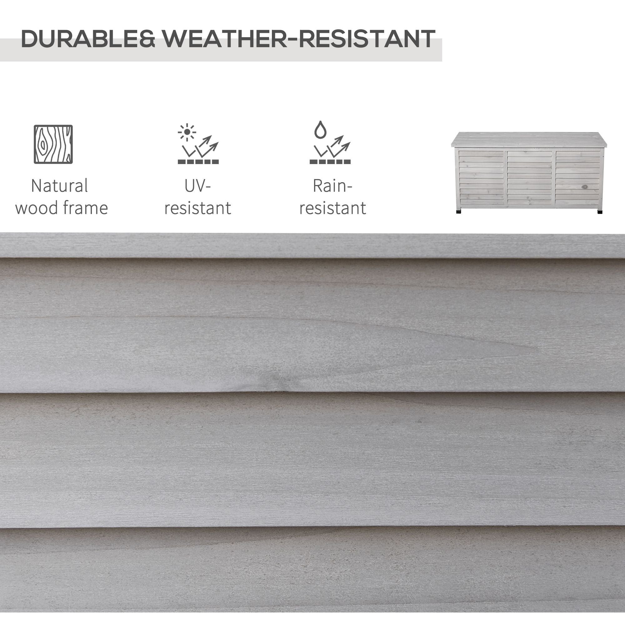 75 Gallon Weather-Resistant Wooden Deck Storage Box with Aerating Gaps