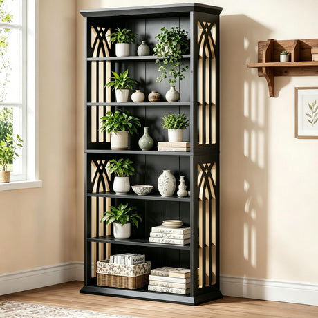 75 6-Tier Bookcase Display Shelves Storage Etagere Bookshelf for Living Room Bedroom