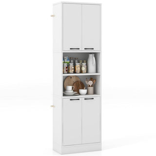 Tall Pantry Cabinet with Doors and Open Shelves