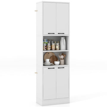 Tall Pantry Cabinet with Doors and Open Shelves