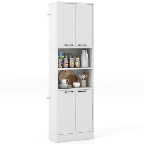 Tall Pantry Cabinet with Doors and Open Shelves