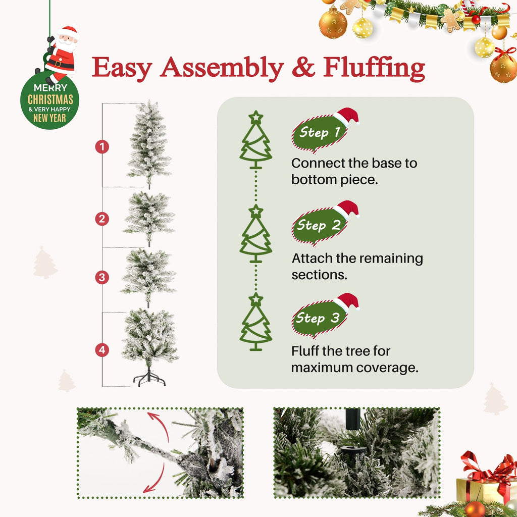 Pre-Lit Snow-Flocked Pencil Christmas Tree