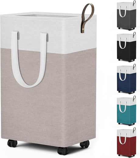 Collapsible Rolling Laundry Hamper with Wheels for Bedroom and Bathroom