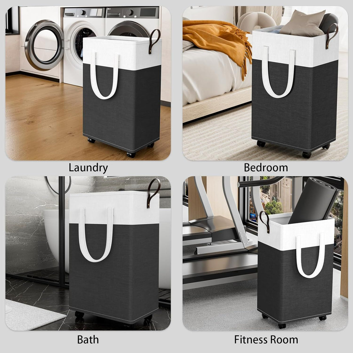 Collapsible Rolling Laundry Hamper with Handle and Wheels