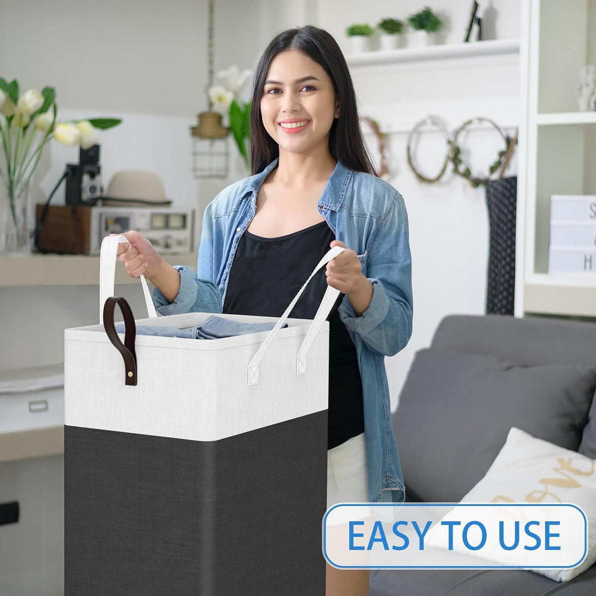 Collapsible Rolling Laundry Hamper with Handle and Wheels