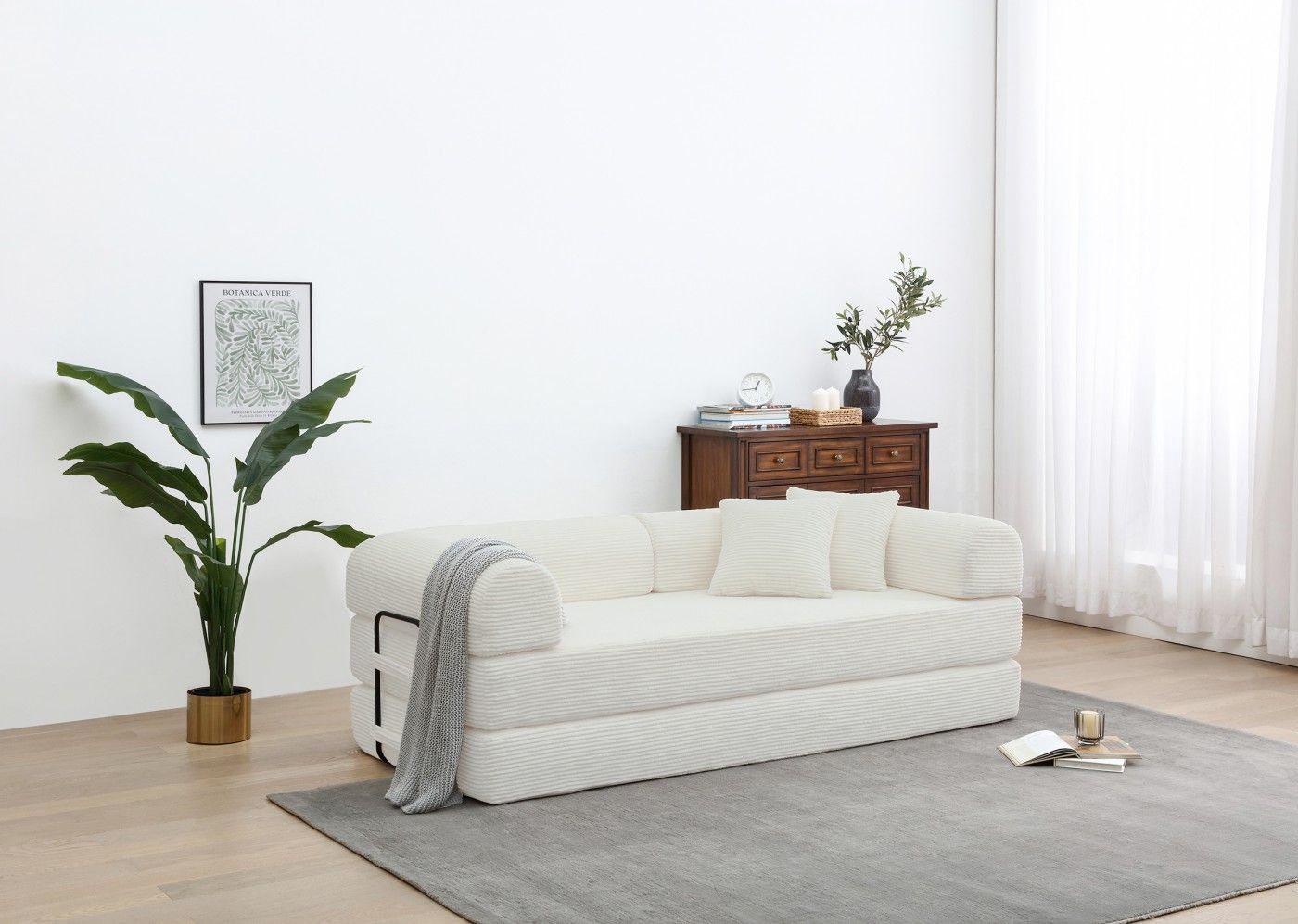 77.9'' Convertible Folding Sofa Bed – 4-in-1 Modular Floor Couch, Corduroy Small Cloud Couch, Compre