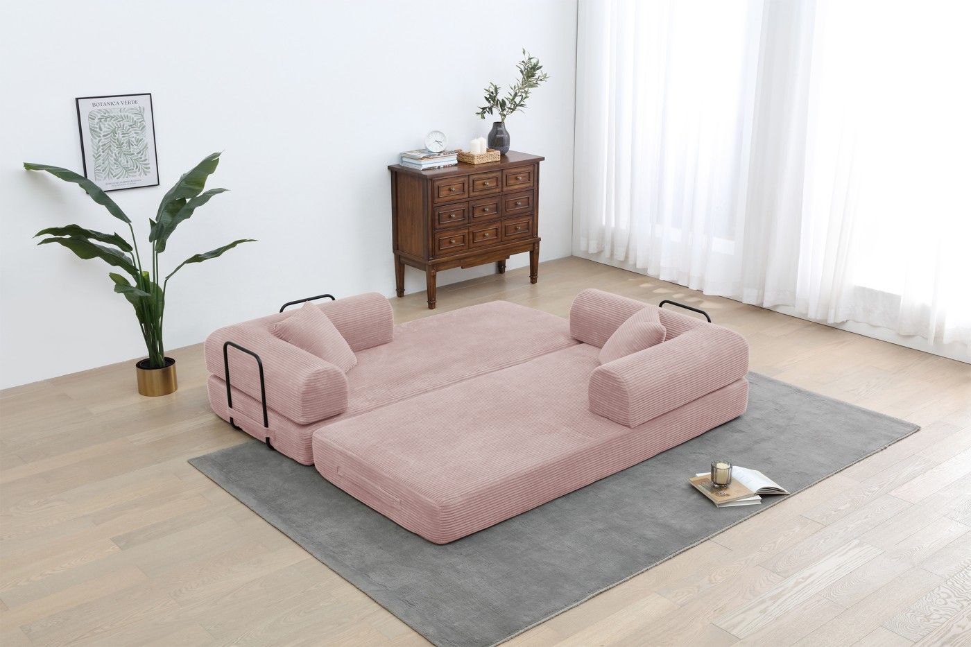 77.9'' Convertible Folding Sofa Bed – 4-in-1 Modular Floor Couch, Corduroy Small Cloud Couch, Compre