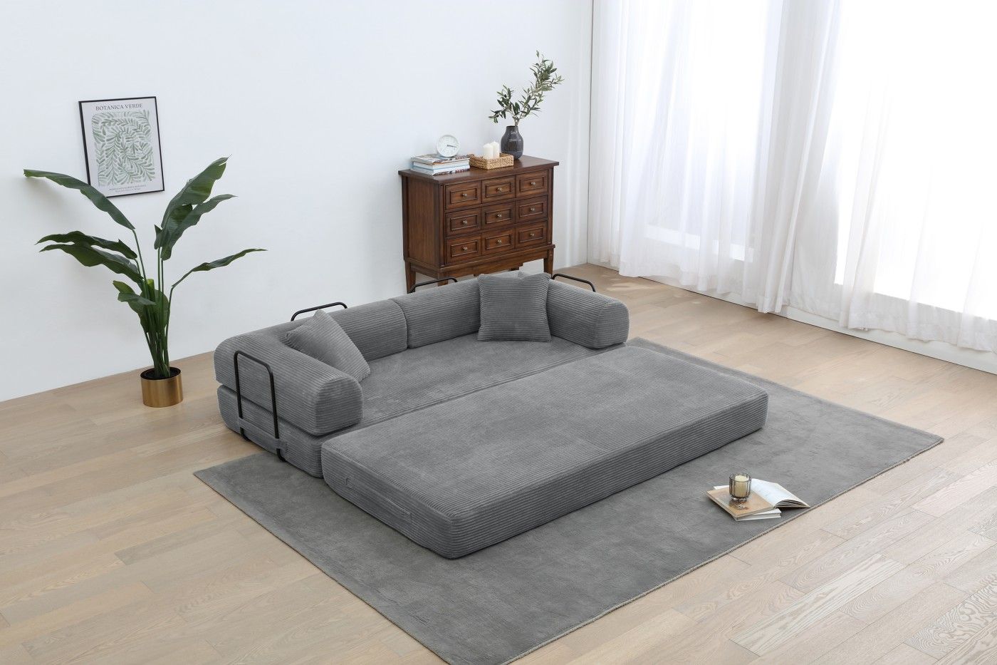 77.9'' Convertible Folding Sofa Bed – 4-in-1 Modular Floor Couch, Corduroy Small Cloud Couch, Compre